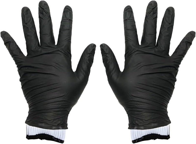 LavaLock Disposable Nitrile BBQ Gloves with Cotton Liners for Outdoor Cooking Grilling Smokers and Barbecue Competition, Chef or Kitchen use (Large 50 Count Black) - Image 3
